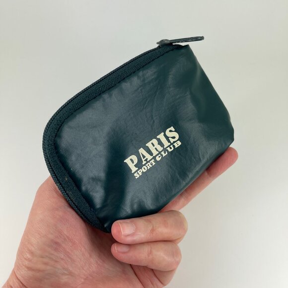 VINTAGE 80s PARIS SPORT CLUB NYLON ZIP BAG CHARM CREDIT CARD + CASH STASH POUCH - Picture 10 of 15